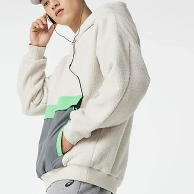 Colorblock Sherpa Hoodie „Beige“