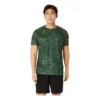 Kurzarm-Oberteil mit Suminagashi-Motivdruck „Serpentine Green“