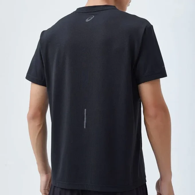 Lauf-T-Shirt mit reflektierendem Logo „Schwarz“