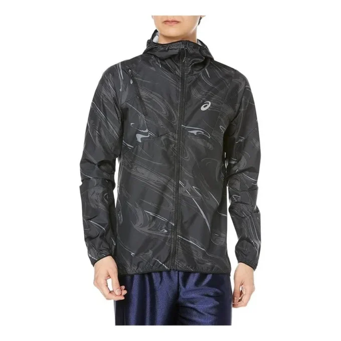 Laufbekleidung Grafik-Webjacke «Schwarz»