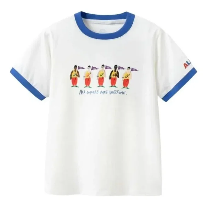 Lässiges bedrucktes T-Shirt «White Blue»