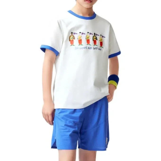 Lässiges bedrucktes T-Shirt «White Blue»