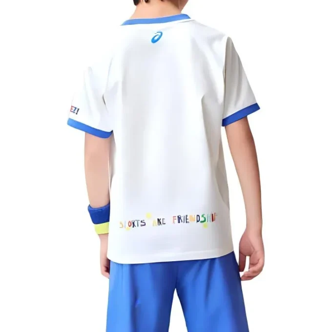 Lässiges bedrucktes T-Shirt «White Blue»