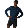 Silbernes Langarm-T-Shirt «French Blue»