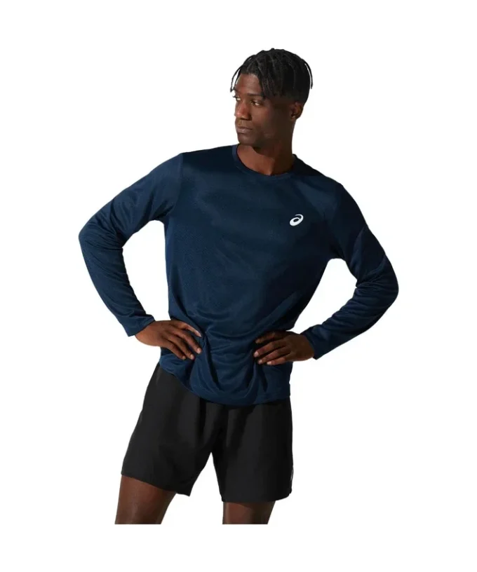 Silbernes Langarm-T-Shirt «French Blue»