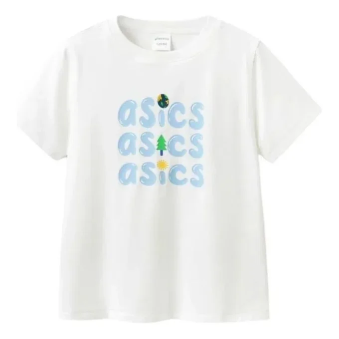 T-Shirt mit dreireihigem Logo „White Blue“
