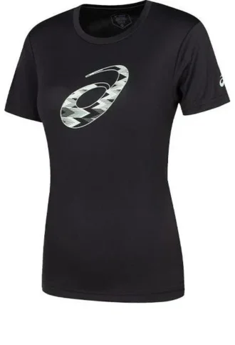 T-Shirt mit Spiralgrafik und kurzen Ärmeln, asiatische Grössen, «Performance Black»