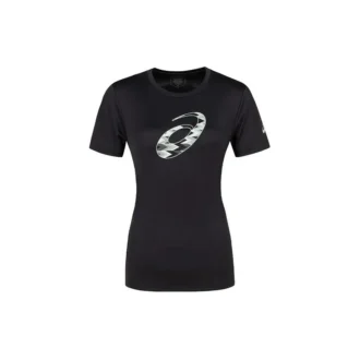 T-Shirt mit Spiralgrafik und kurzen Ärmeln, asiatische Grössen, «Performance Black»
