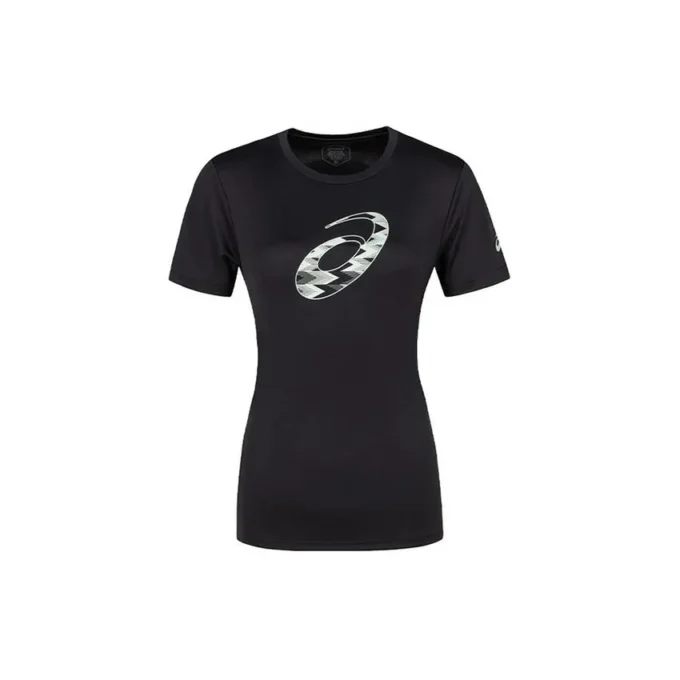 T-Shirt mit Spiralgrafik und kurzen Ärmeln, asiatische Grössen, «Performance Black»